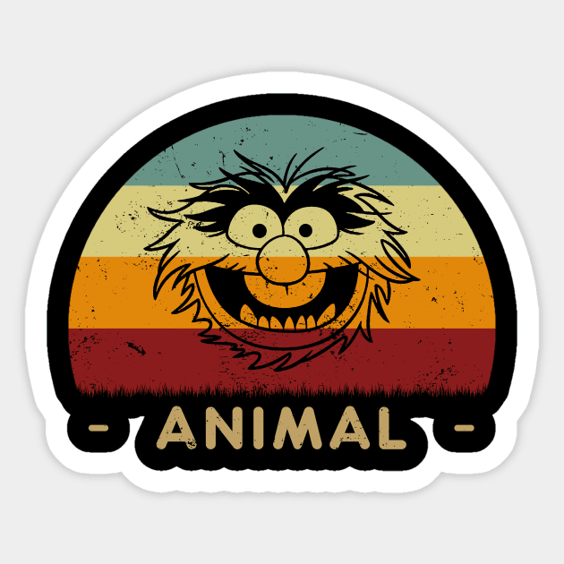 Retro Sunset - Animal Muppets Sticker by GoodIdeaTees